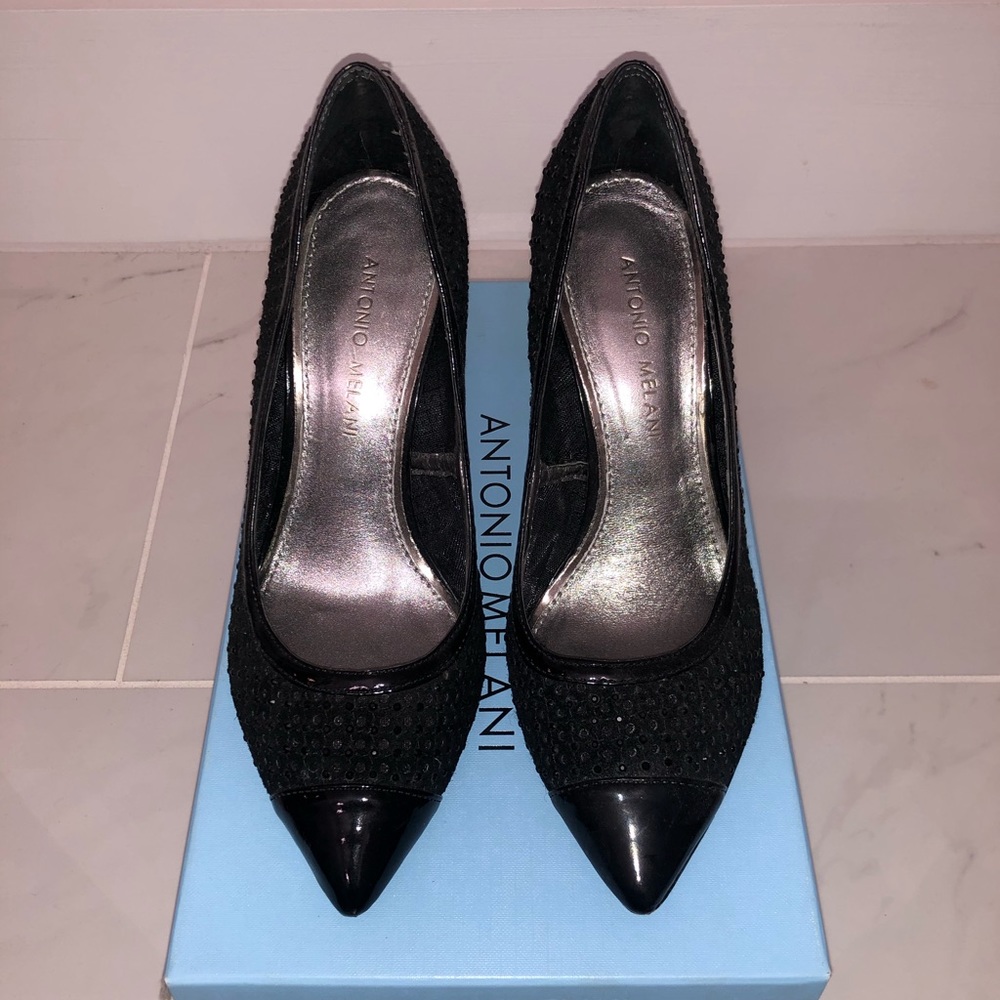 Antonio Melani Black Studded Heels